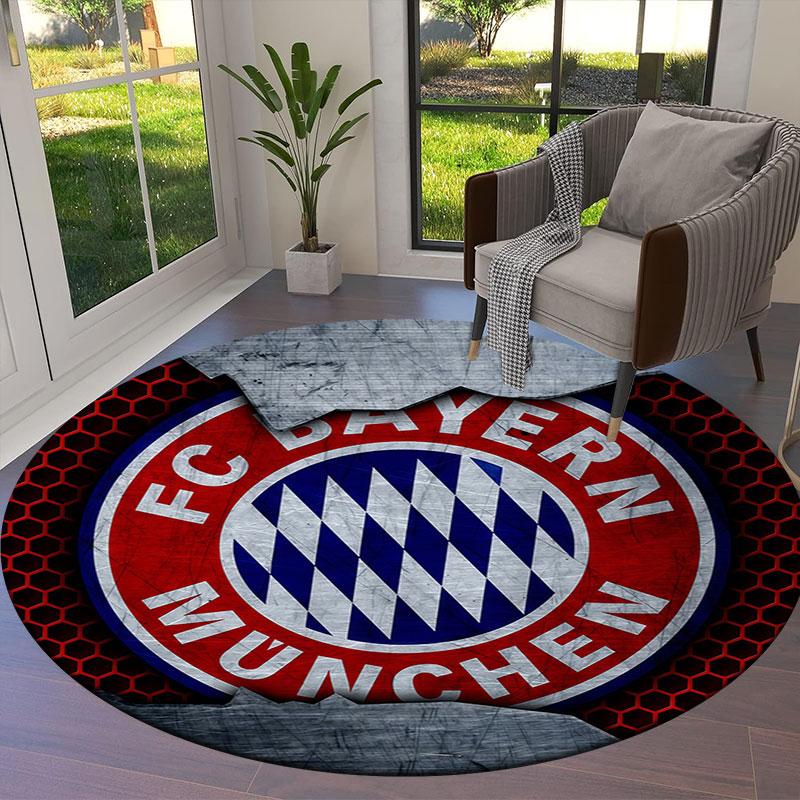 FC Bayern Munchen Round Area Rug,Carpet Rug for Living Room Bedroom Sofa Playroom Decor,Non-slip Floor Mat
