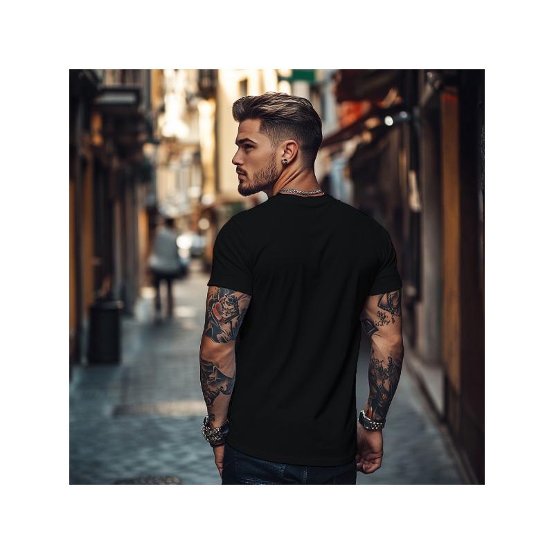 European sizes European And American Minimalist Casual Print Short-Sleeve Men'S Summer Commuting Outfit Ins Round-Neck T-Shirt