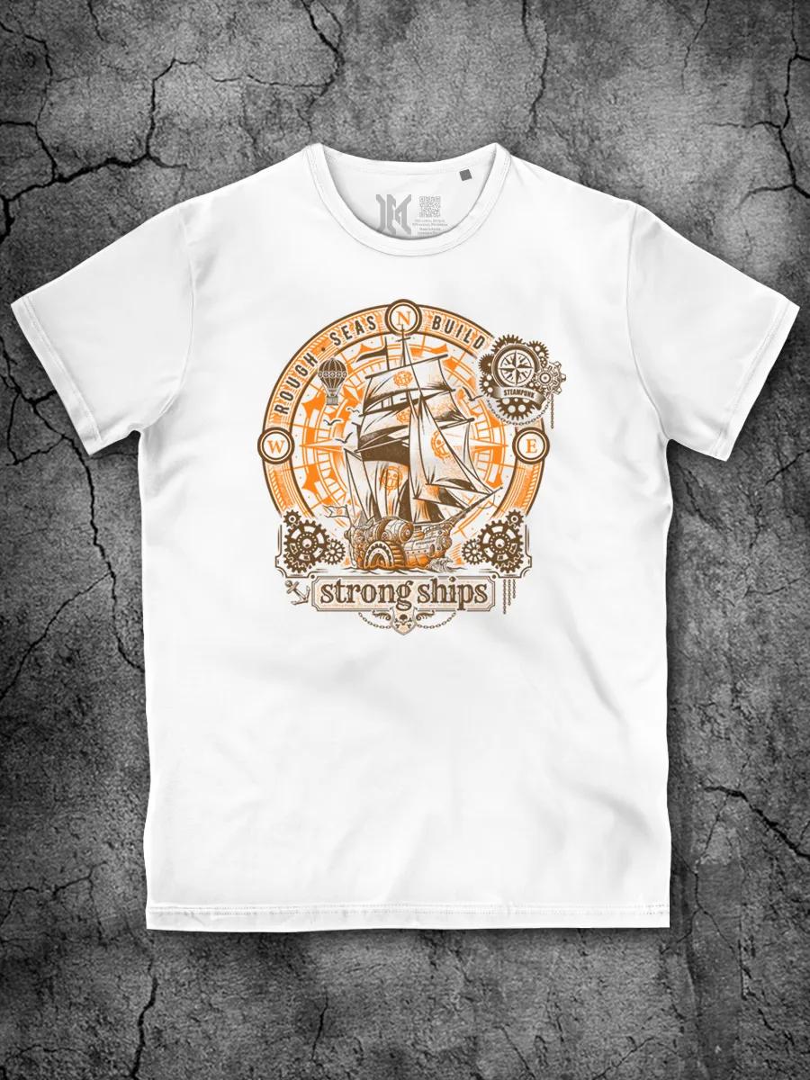 Steampunk Ship T-shirt with cotton print 2XL