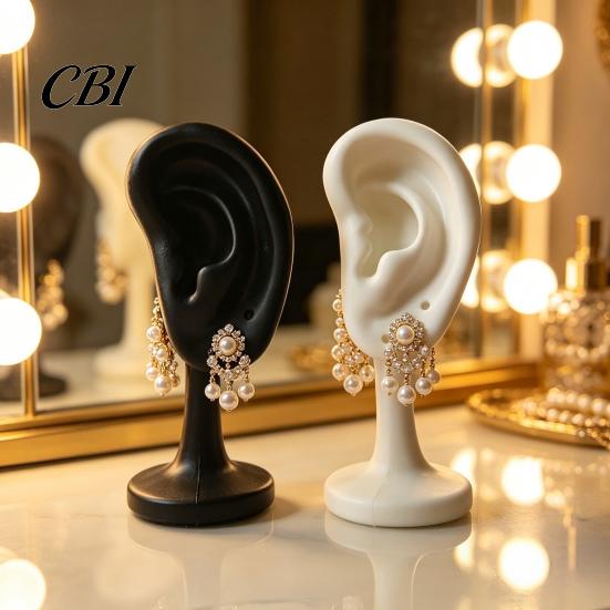 Black Earring Holder Human Ear Holder, Shaped Jewelry Stand, Storage Organizer, Display Stand for Home Dresser Store Counter Use