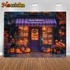 Mocsicka Happy Halloween Background Photography Pumpkin Party Shop Backdrop Night Yellow Leaves Jack-O-Lantern Decoration Banner