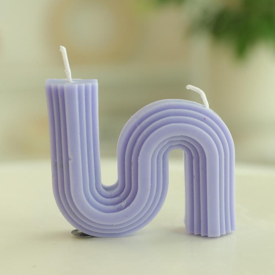 

1pc Nordic S-Shaped Geometric Aromatherapy Soy Wax Candle Handmade for Home Decor &Bedroom/Bathroom/Daily Stress Relief фиолетовый