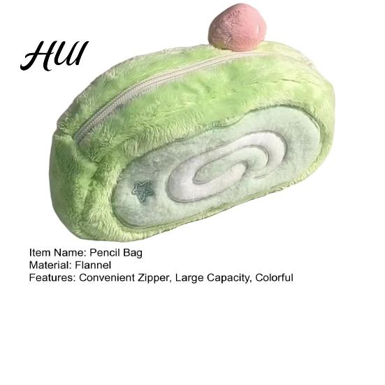 Vibrant Zipper Pencil Case Plush Large Capacity Stationery Bag Creative Pouch Storage Box Cute Makeup Gift for Friends Zippered Holder