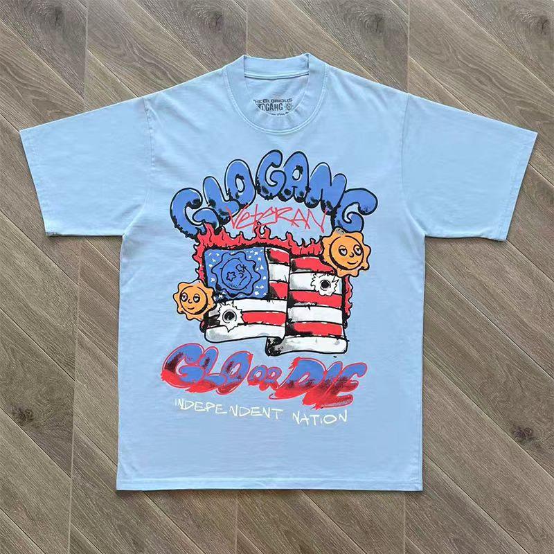 New Glo Gang Cartoon Print Tshirt Soft Cotton Casual Streetwear Top Unisex Unisex Fashion