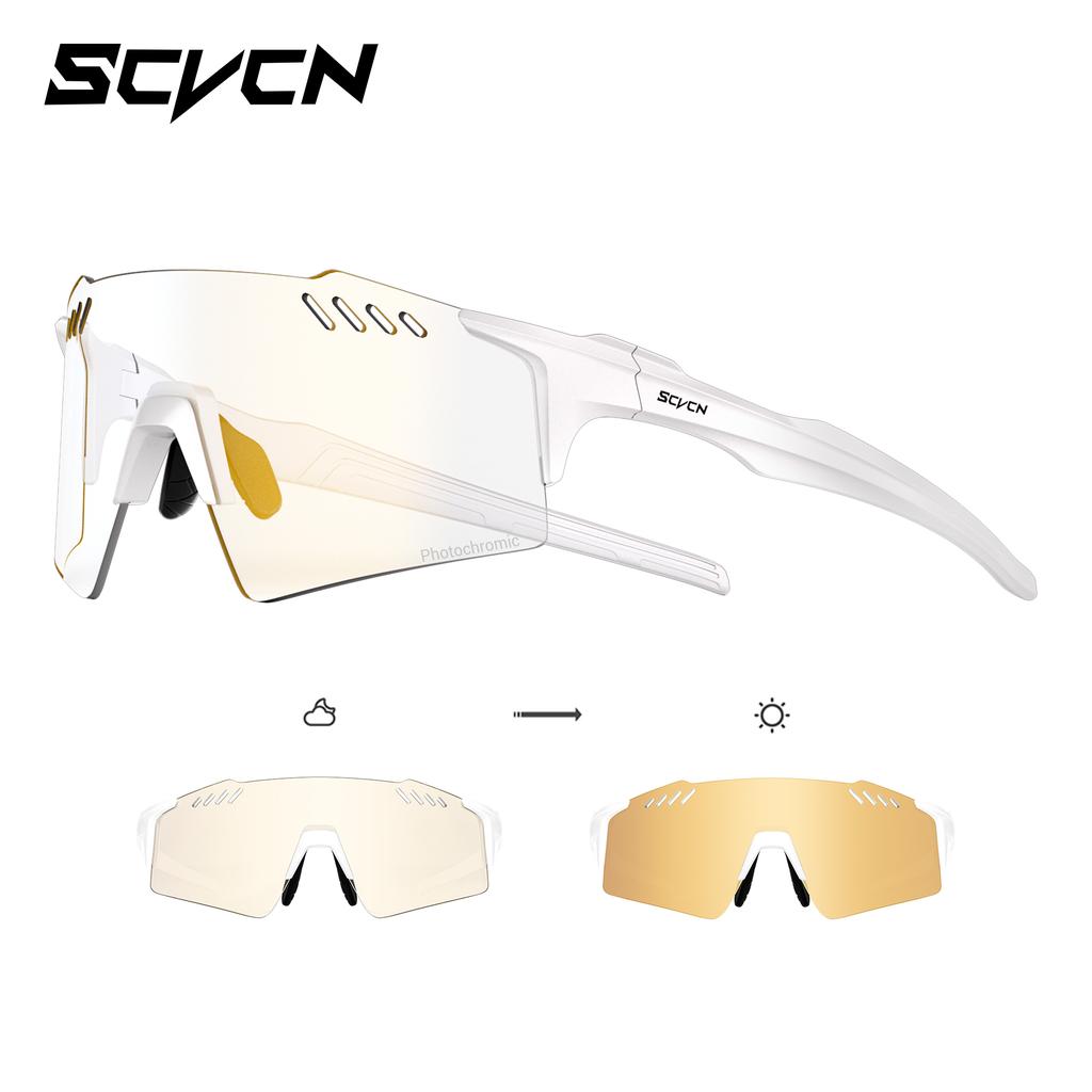 SCVCN Photochromic Hiking Eyewear Fashion Rimless Cycling Glasss Sports Running Sunglasses for Men Goggles Mtb Bicycle 1 Lens