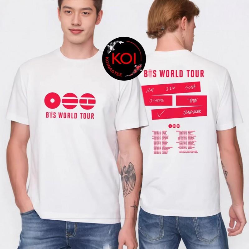 2026 BTS World Tour T Shirt Double Sided Print Cotton Tee Teen Boys Loose Fit Casual Short Sleeve Top