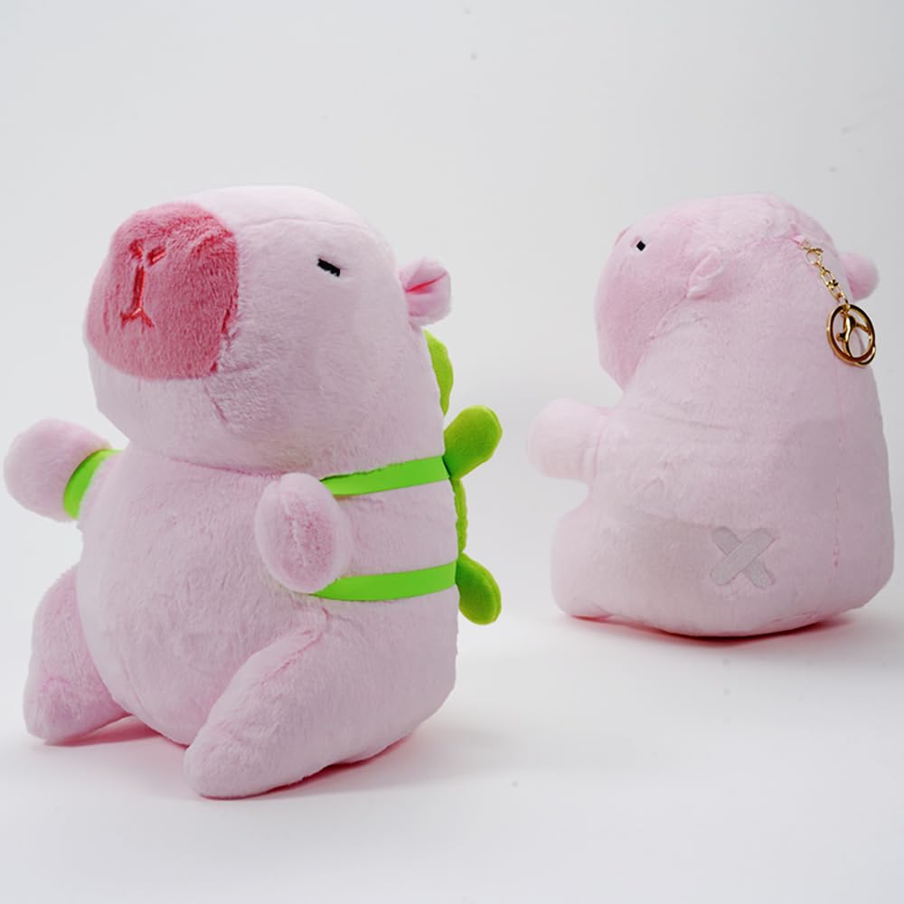 Clearstone Capybara Plush Keychain, Chavimaru Turtle with Music, 23cm, Pink