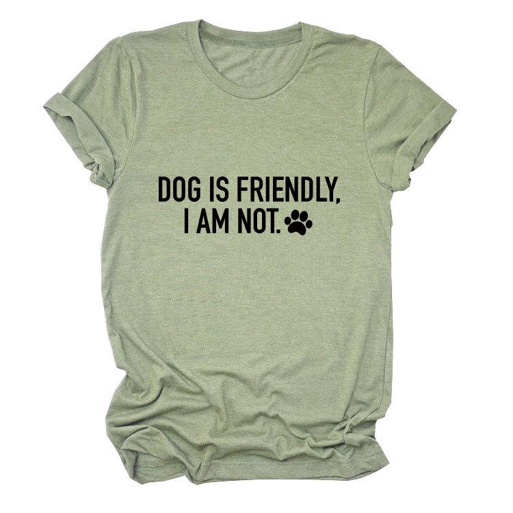 

Casual crew neck T-shirt DOG IS FRIENDLY summer comfortable loose short-sleeved top XXXL