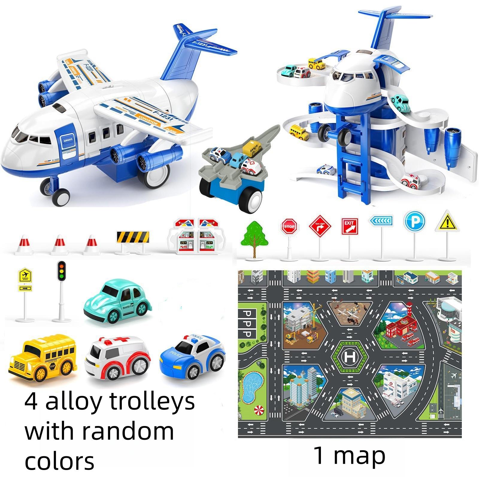 High-Quality Children S 2-In-1 High-Quality Transforming High-Quality Aircraft High-Quality Track High-Quality Toy High-Quality Car High-Quality синий