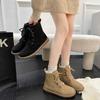 Mode Stiefel Damen Flacher Boden Bequeme Schuhe für Damen Lässig Plüschfleece für Wärme Schnürstiefeletten für Damen Botas De Mujer