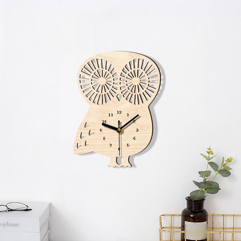 Owl Wood Clock for Creative Animal Children Holiday Gift Supplies for Home Office Dormitory Decoration Birthday Gift