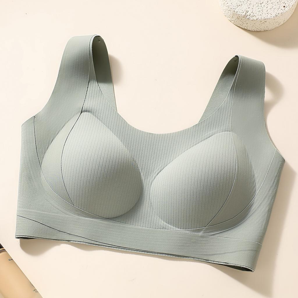 Women Seamless Breathable Thin Wireless Push Up Vest Style Plus Size Daily Bra