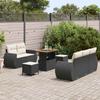 Garden Sofa Set with Cushions 8 pcs Black and Cream Poly Rattan