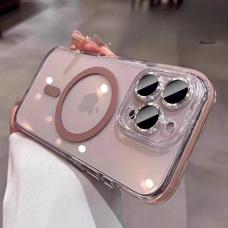 Applicable To IPhone17 Magnetic Suction Phone Case Two Color Fine Hole Apple 16 ProMax Comes with Lens Anti Fall Protection Case