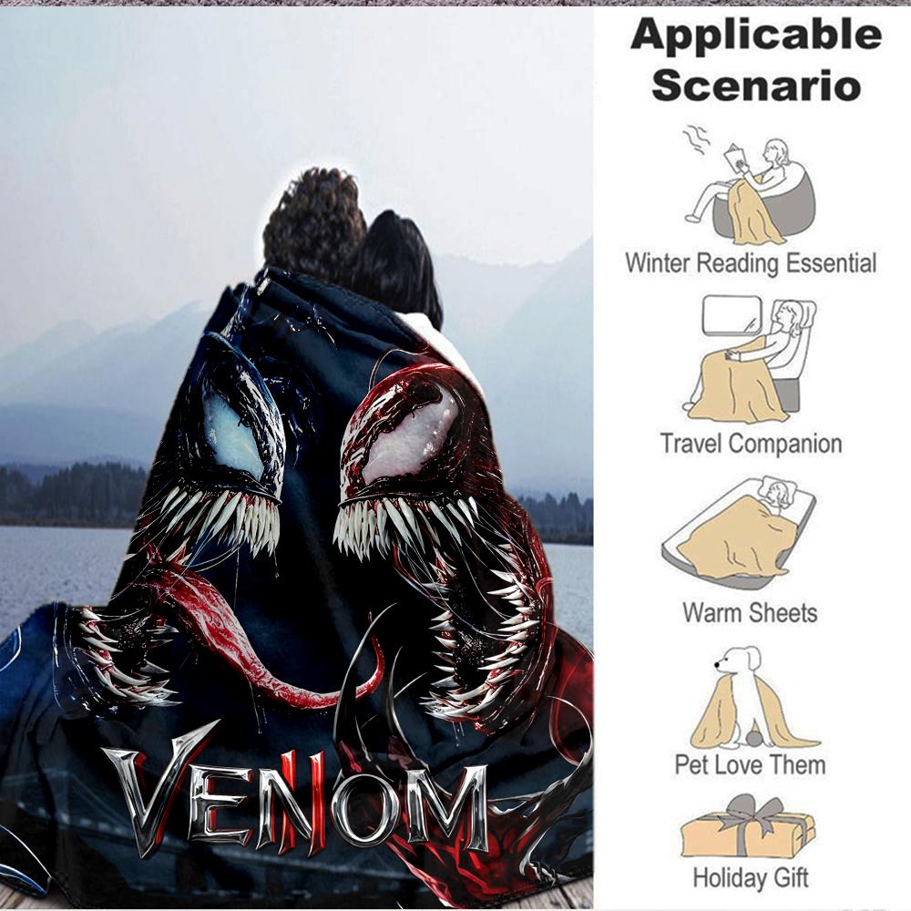 1Pc Venom Antihero Battle Blanket Soft And Comfortable Casual Warm Camping Travel Christmas Halloween Xmas Gift M928436