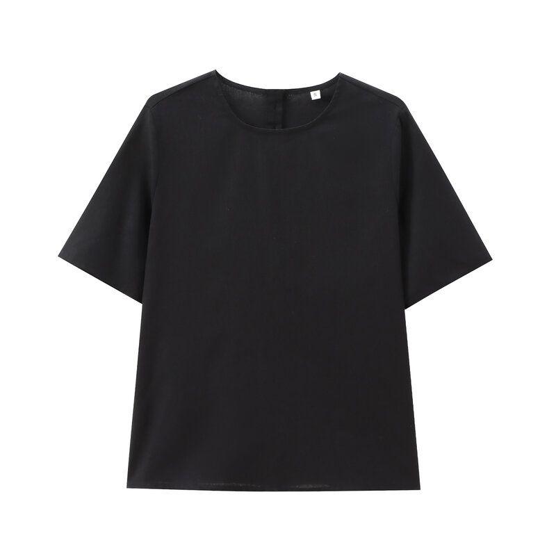 

Fashion Style 2024 Autumn New Women s Clothing Easiest for Match Linen Black Blended Tops Mid Waist Pants 4043249 Tops L