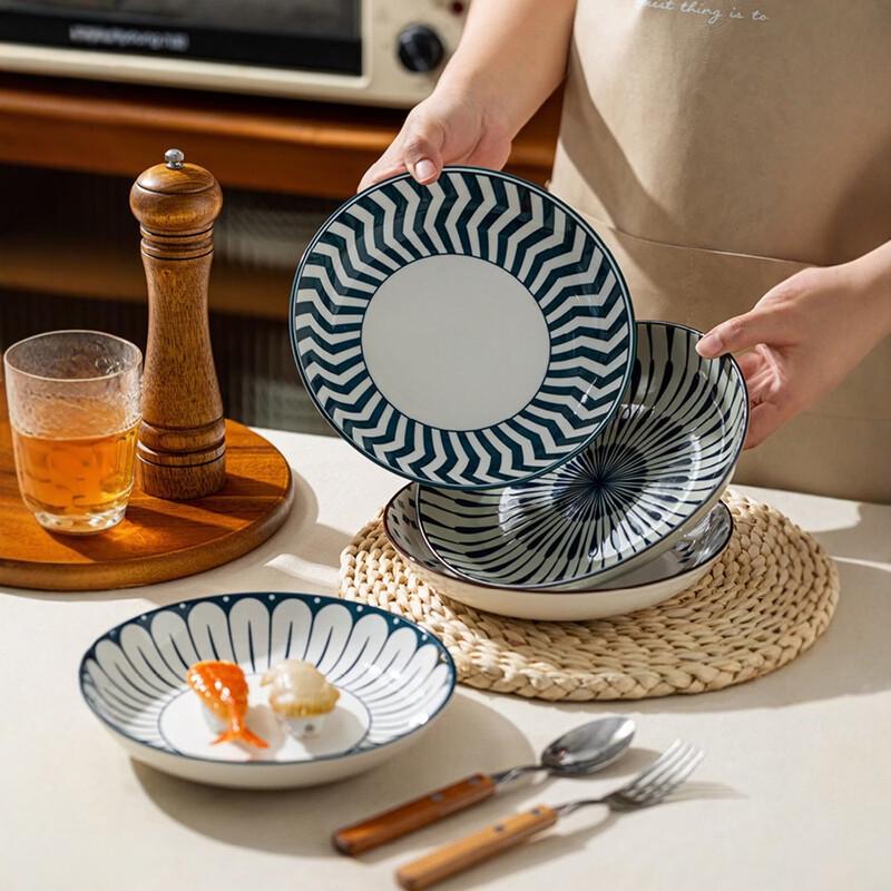 OLOEY Japanese Ceramic Deep Plate Set