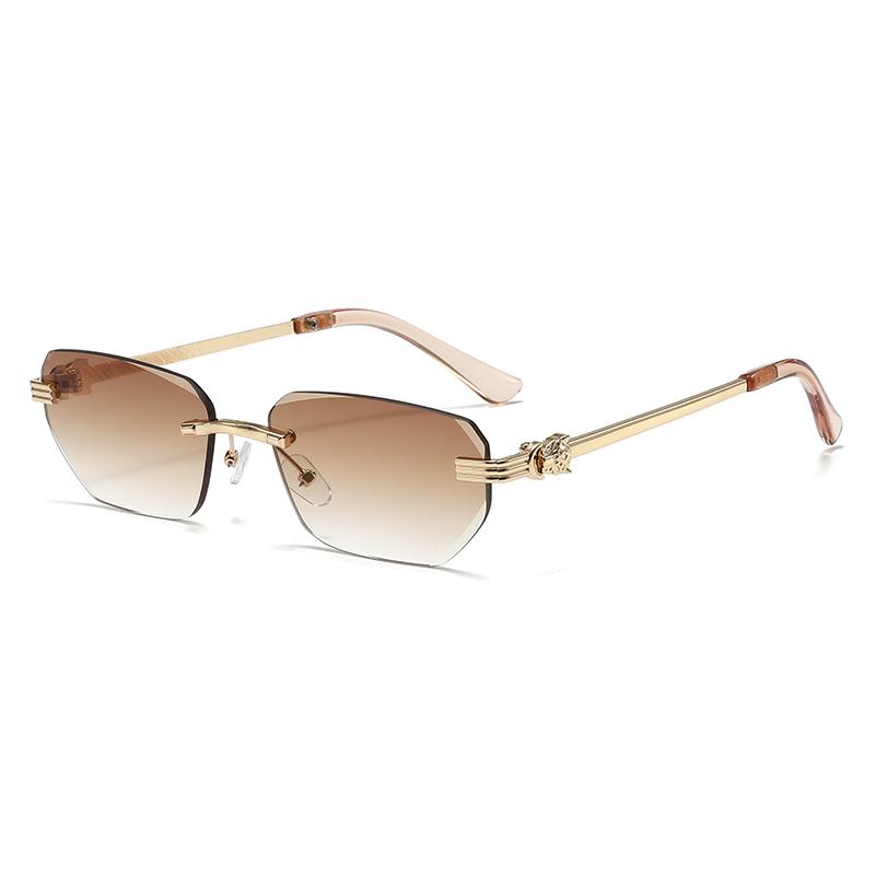 Xiaomi Rimless Gradient Sunglasses for Women Gold Metal Decor Temples UV400 Cutting Lens Fashion Travel Beach Shades Eyewear