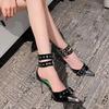 Fashion High Heels Spring Anti-collision Metal Pointed Head Shallow Mouth Rivets Metal Buckle Cover Foot Non-slip Sandals