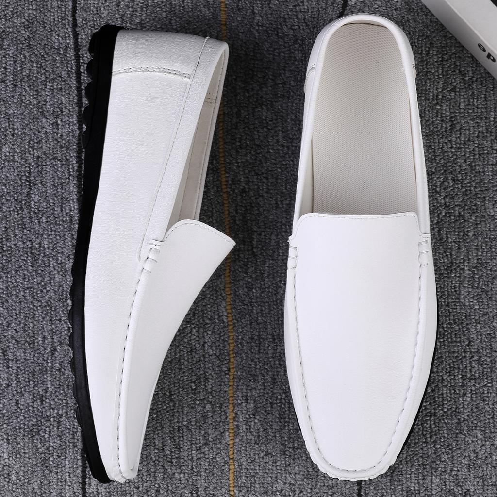 2025 Mens Shoes High Quality Brand Loafers Comfy Leather Boats Shoes White Men Summer Casual Shoes Mocassin Plus Size 47