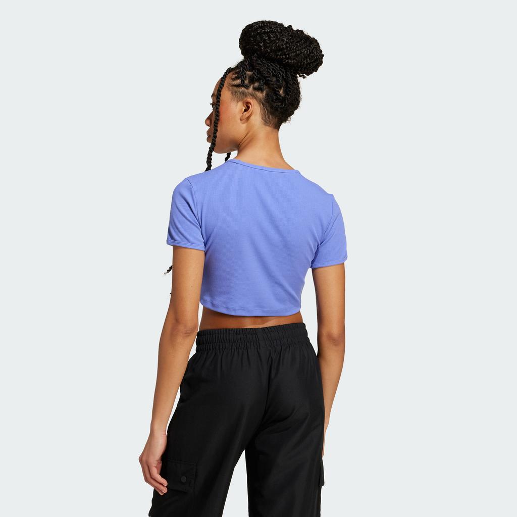 Adidas Originals Essentials Ribbed Crop Sport Tee Women Tops Cobalt-Blue IY9668