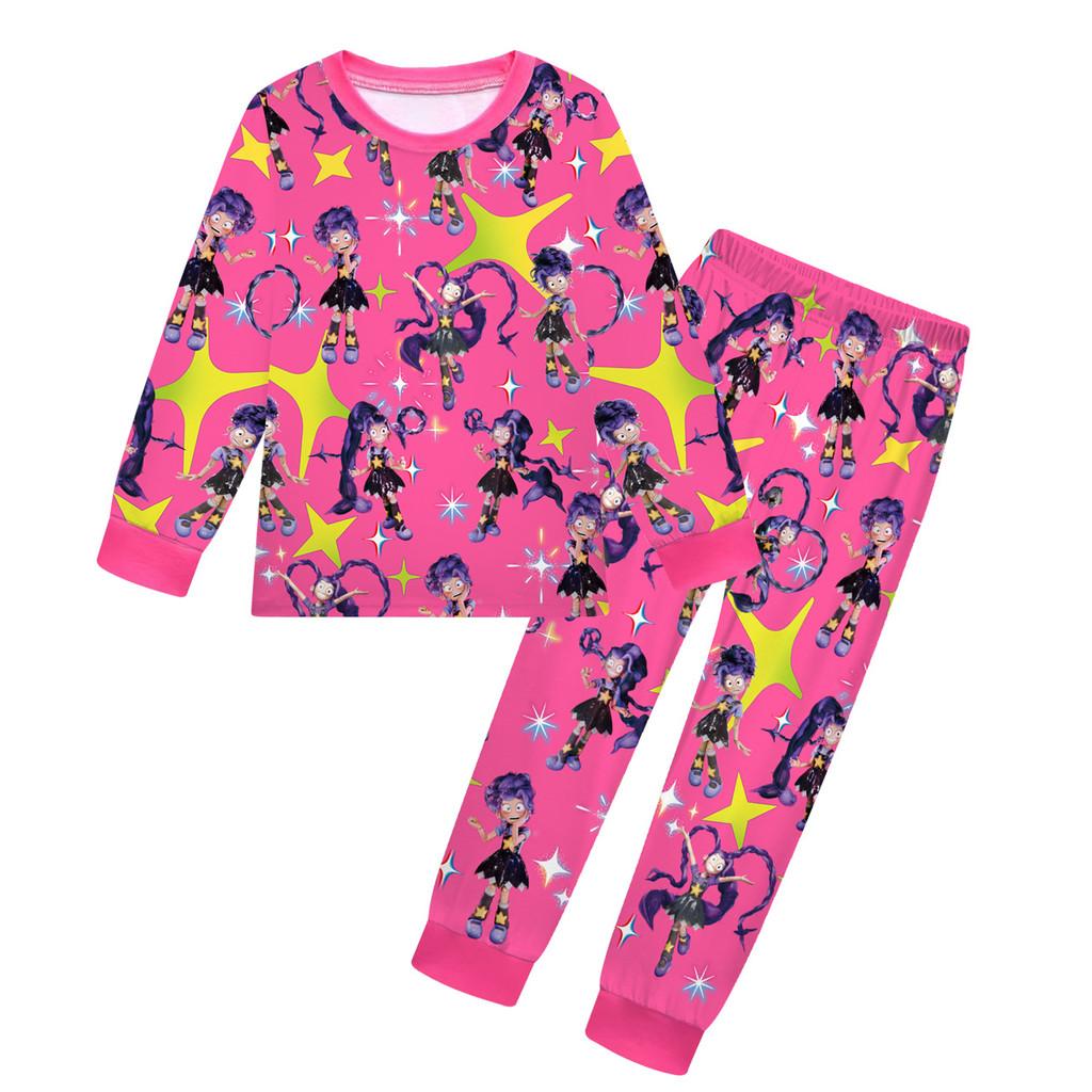 

19767 Kids Girls Lily Lovebraids Bobi Time Printed Long Sleeves Top Trousers Pajamas Sleepwear Sets 160cm рожевий червоний колір