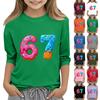 Children's Fashion Three-Quarter Sleeve Round Neck Printed Casual T-Shirt Top