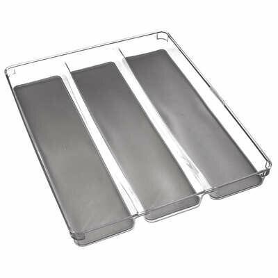 DRAWER ORGANIZER gray WITH 3 PLASTIC COMPARTMENTS