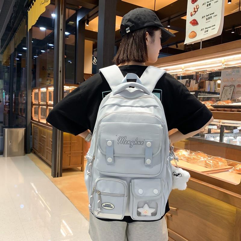 College Style Schoolbag Women's Large Capacity Computer Travel Bag Letter Print Backpack for High School Students