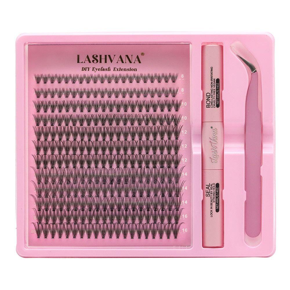 144pcs DIY Lash Extension Kit 8-16mm Individual Lashes Kit Trendy Lash Clusters  for Self-Use