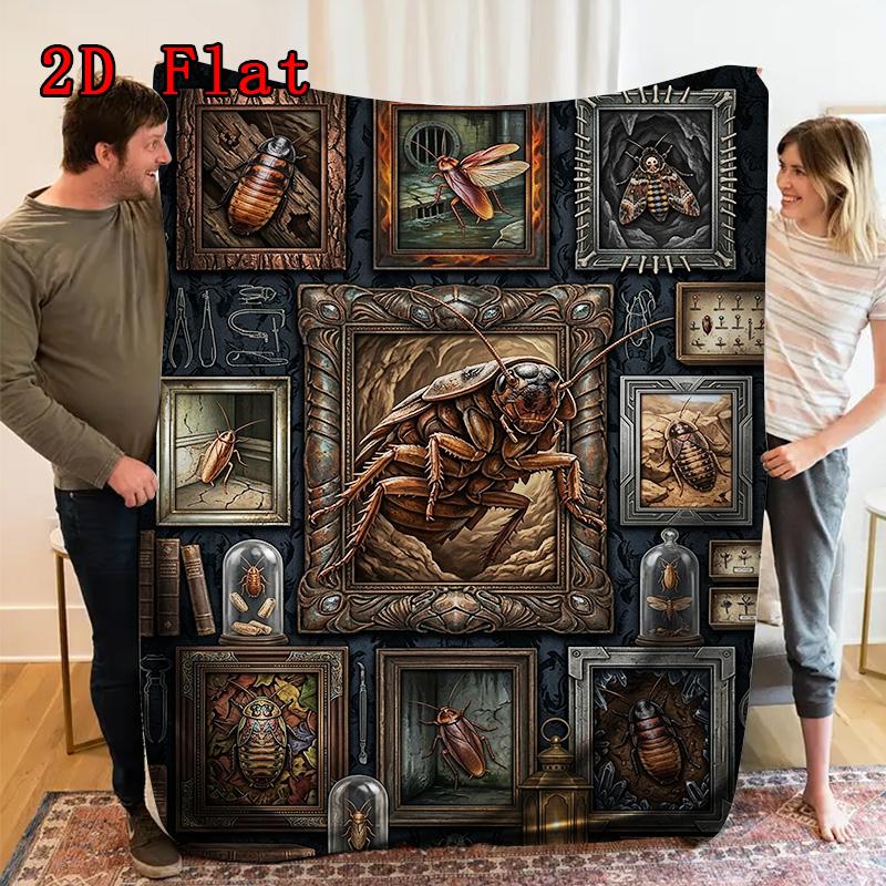 Insect Taxidermy Collection 2D Flat Pattern Flannel Blanket, High quality All Seasons, Home Decor, Warmth and Comfort, Perfect for Christmas Gifts.