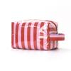 Waterproof Striped Toiletry Bag Large Capacity Pink Travel Cosmetic Storage Bag Simple Portable PVC Makeup Organizer Beach