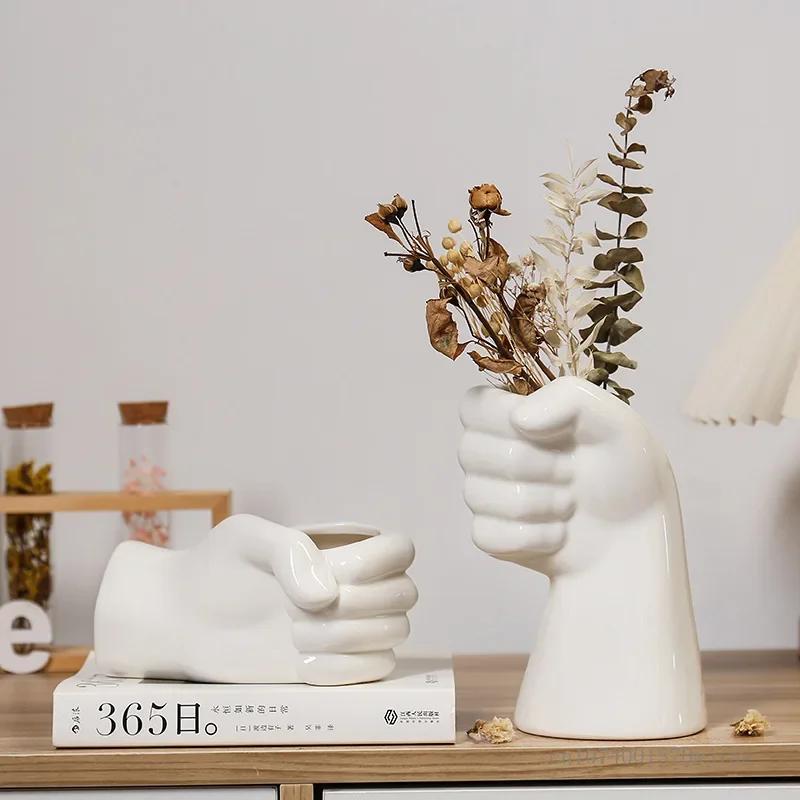 Europäische Kreative Handförmige Keramikvase, Katzenkrallen, Wohnzimmer, Schlafzimmer, Büro, Esszimmer, Schreibtisch-Kunstdekorationen, 1 Stück
