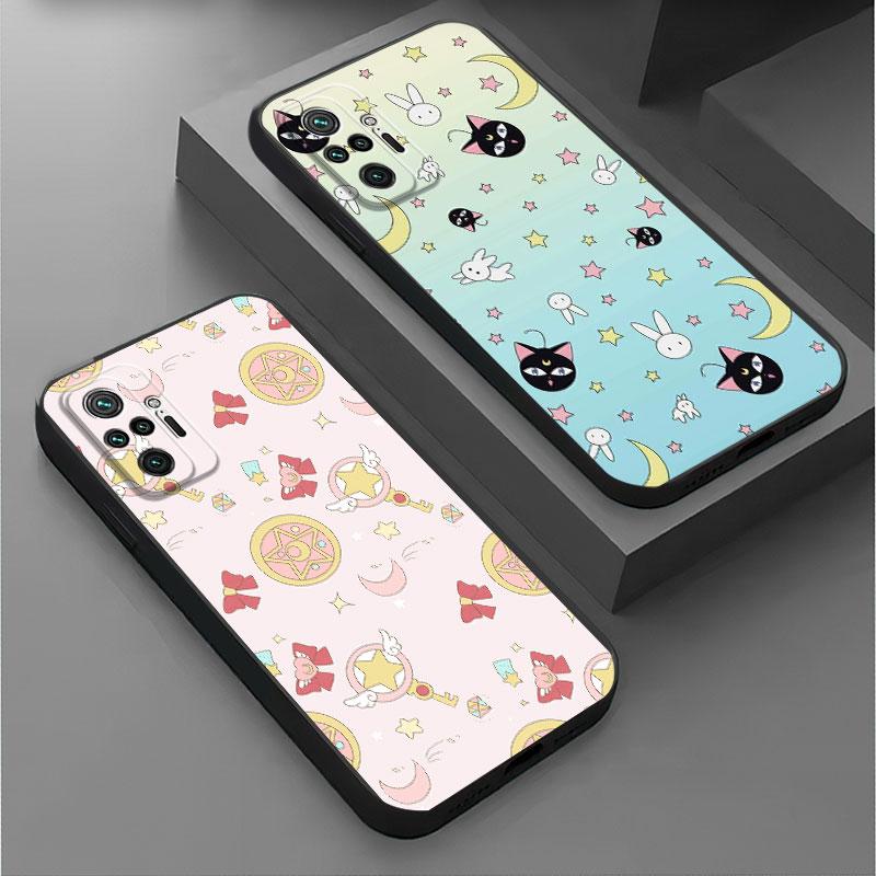 Handyhülle für Xiaomi Redmi Note 11T 11S 10 Lite 10S 8 9S 7 11 Pro 8T 9 Cover Stoßfestes TPU Soft Funda Niedlicher Zauberstab Mond