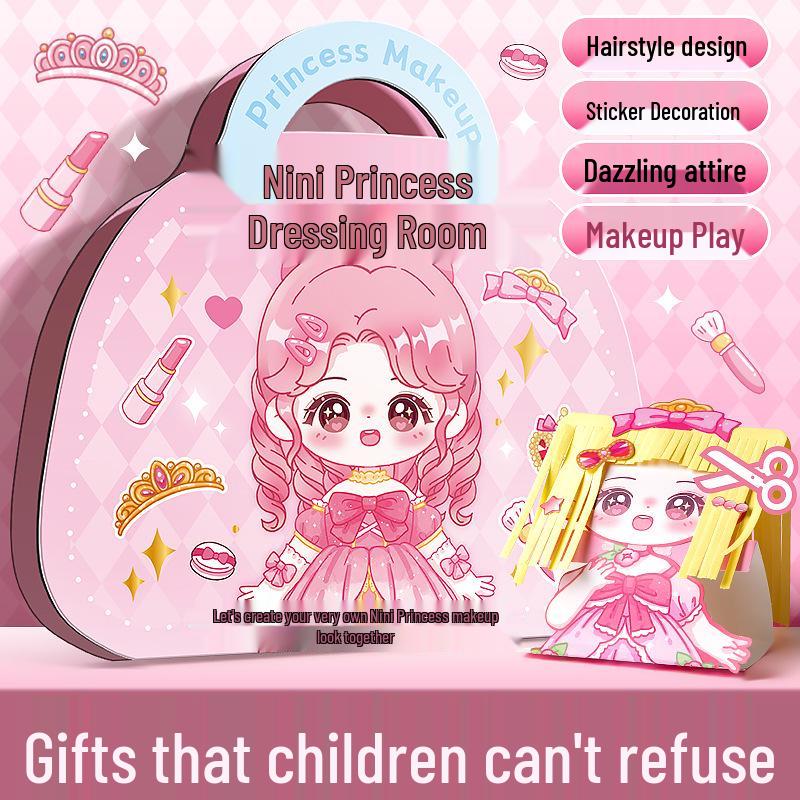 Princess Makeup Bag & DIY Book - Immersive Toy Stickers for Kids, Perfect Birthday Gift for Girls