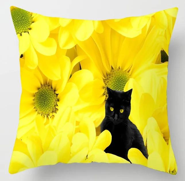 Yellow Pattern Pillowcase Office Living Room Home Pillowcase Car Ornaments