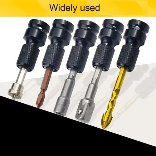 Cluoling Socket Adapter, Impact Driver Adapter, 1/2" Square To 1/4" Hex Shank Socket Adapter, Drive Conversion Adapter for Impact Wrenches, Black, 2-P