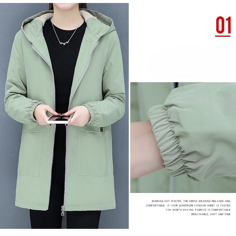 Damen Windjacke Neu Frühling Herbst Damen Fleecejacke Lässig Kapuzenmantel Reißverschlusstasche Weiblicher Basic Mantel