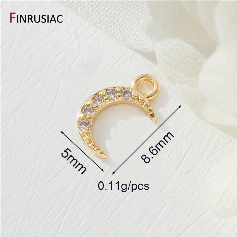 

14K Gold Plated Brass Zircon Moon Heart Round Charms For Women DIY Jewelry Making Earrings Bracelet Necklace Making Accessories 2 pieces
