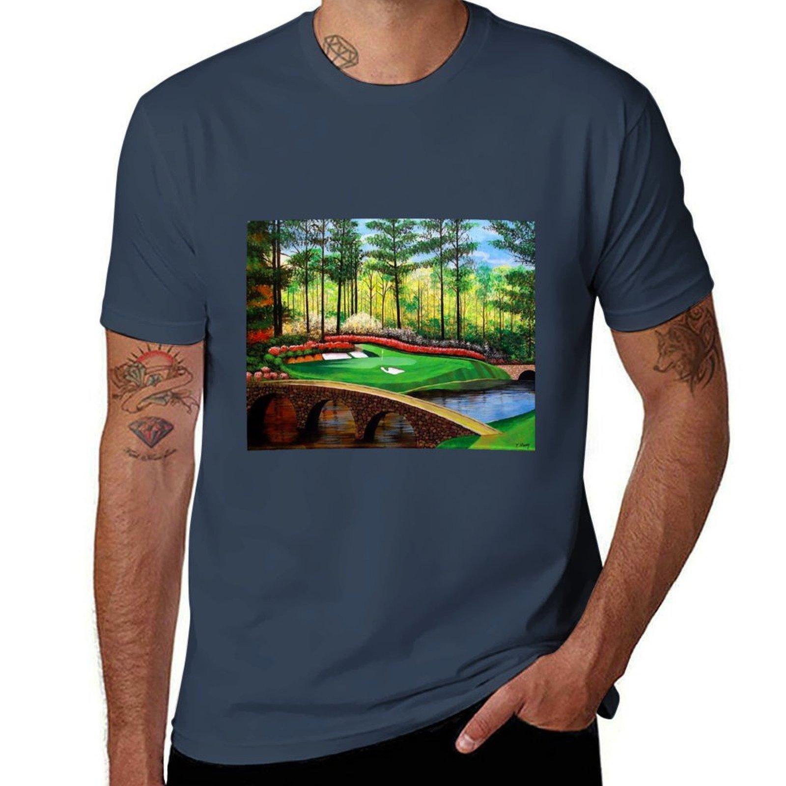 12th hole at Augusta National T-Shirt man t shirts for men casual black cotton t-shirt plain for man package T-Shirt S