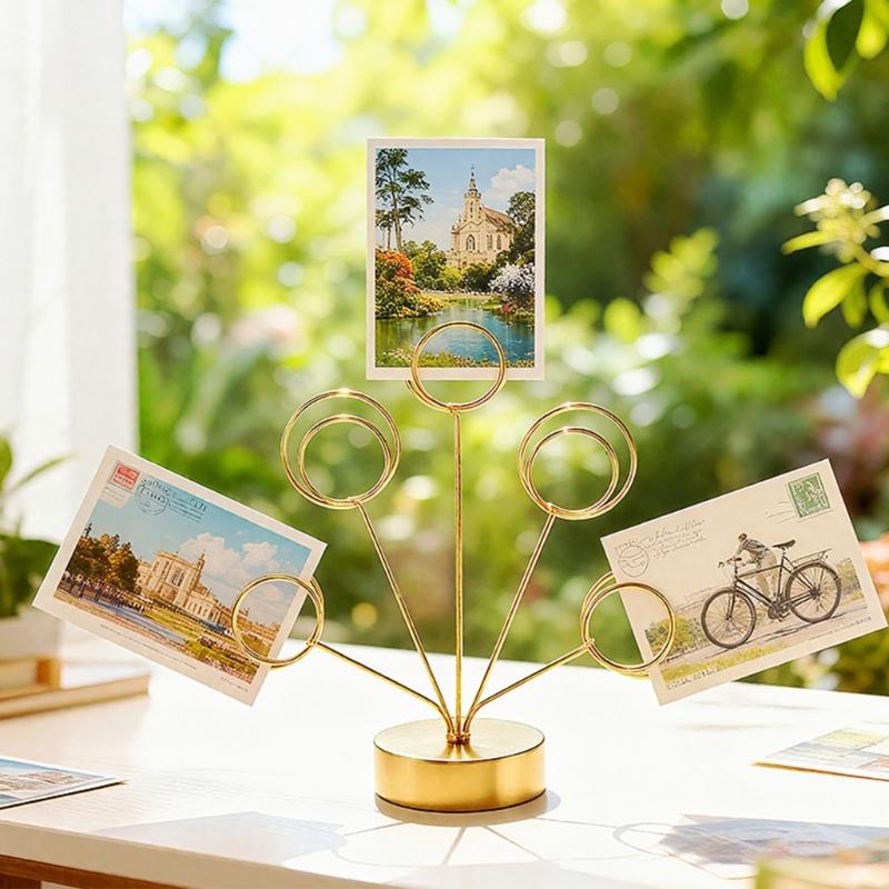 Tabletop Photo Tree Stand With Adjustable Metal Wires And Stable Round Base For Displaying Cards Photos Memos Holiday Decoration