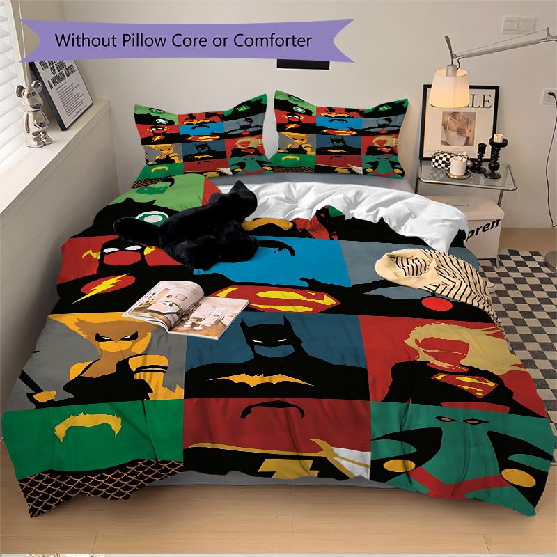 3pcs Superhero Duvet Cover Set, 1 Duvet Cover + 2 Pillowcases (No Insert), High-Definition Print for All Seasons,Durable Yy251103076