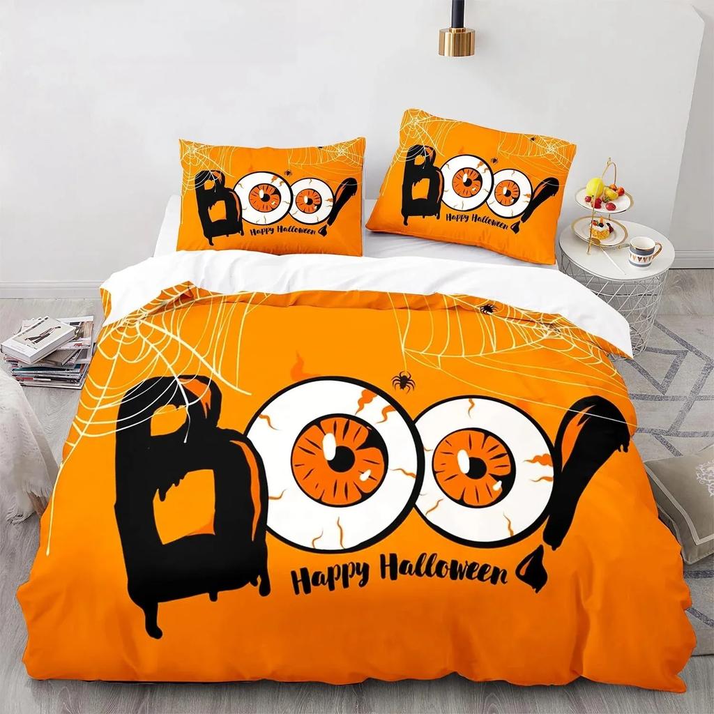 New 3D Print Halloween Boo Cartoon Bedding SetDuvet Cover Bed Set Quilt Cover PillowcaseKing Queen Twin Size Boys Girls Adults