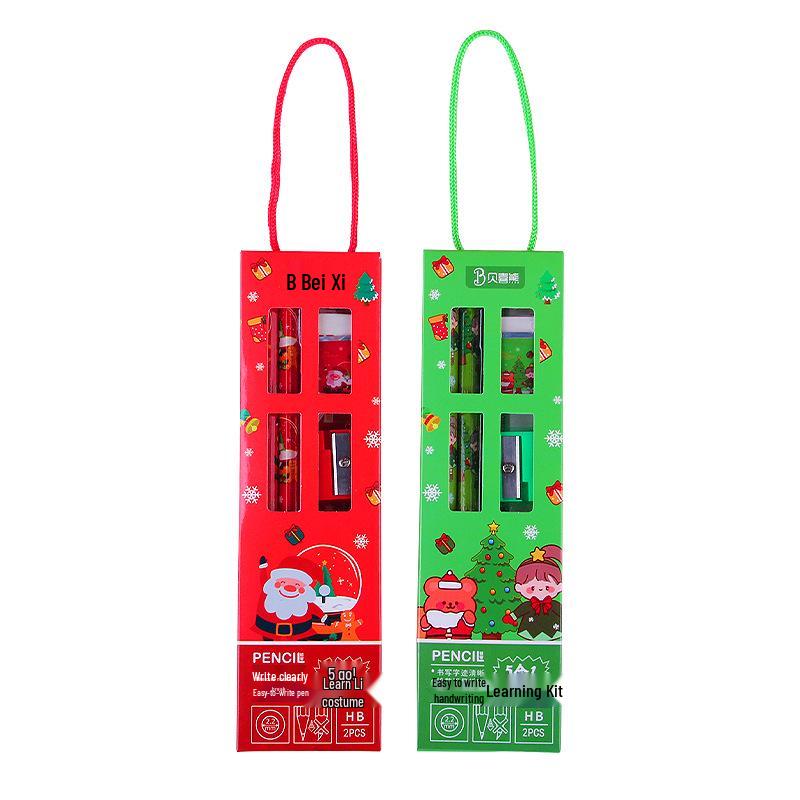 Children's Christmas Handbag 5-Piece Stationery Set - Ideal Holiday Gift for Students