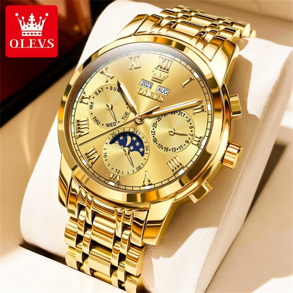 OLEVS Original Automatic Mechanical Watch for Men 24 Hour Moon Phase Waterproof Calendar Business Luxury Men's Wristwatches 6692
