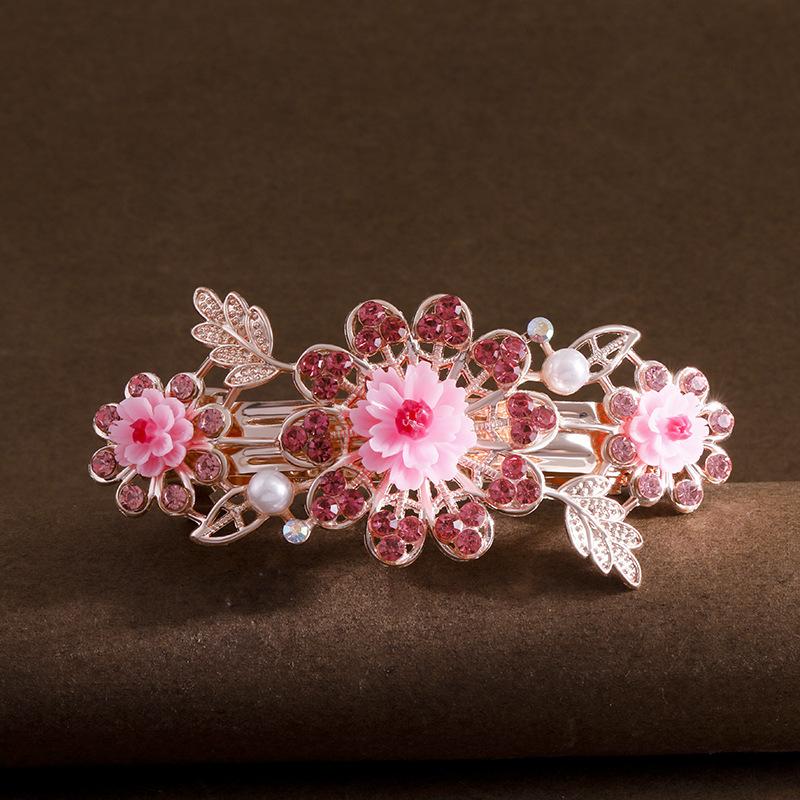 

Роскошные искусственные пружинные заколки со стразами для женщин, элегантные заколки в виде листьев и цветов для свадебных головных уборов