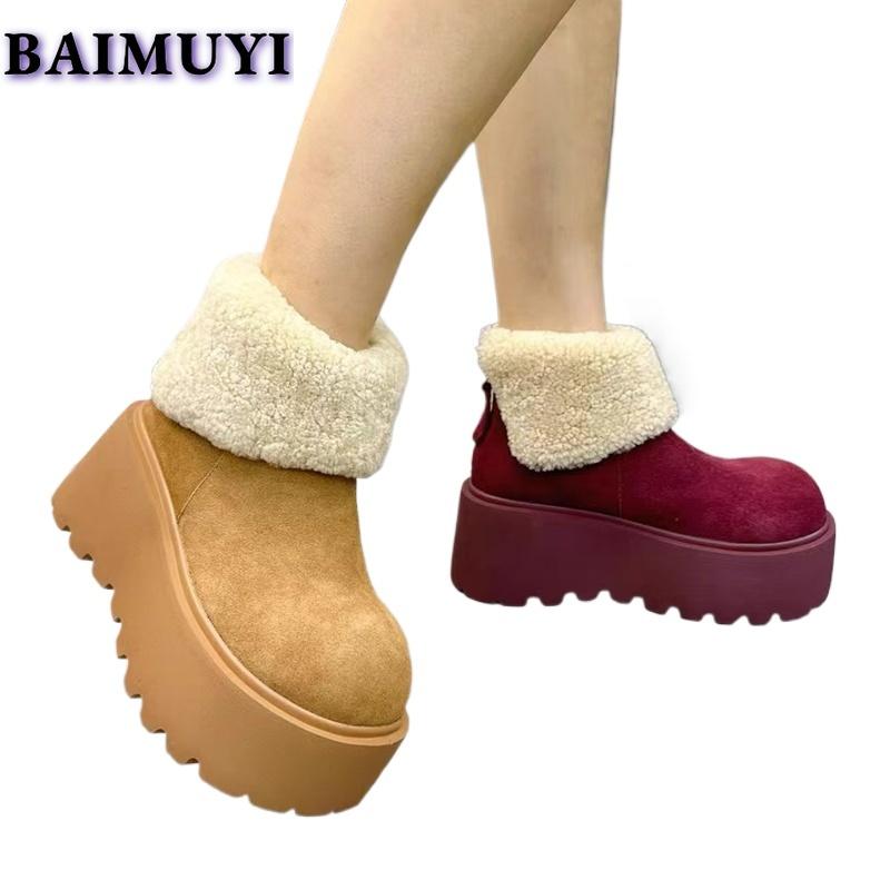 Fur Flats Platform Women Ankle Snow Boots Warm Shoes 2025 Trend Suede Winter New Short Plush Chelsea Boots Casual Mujer Botas