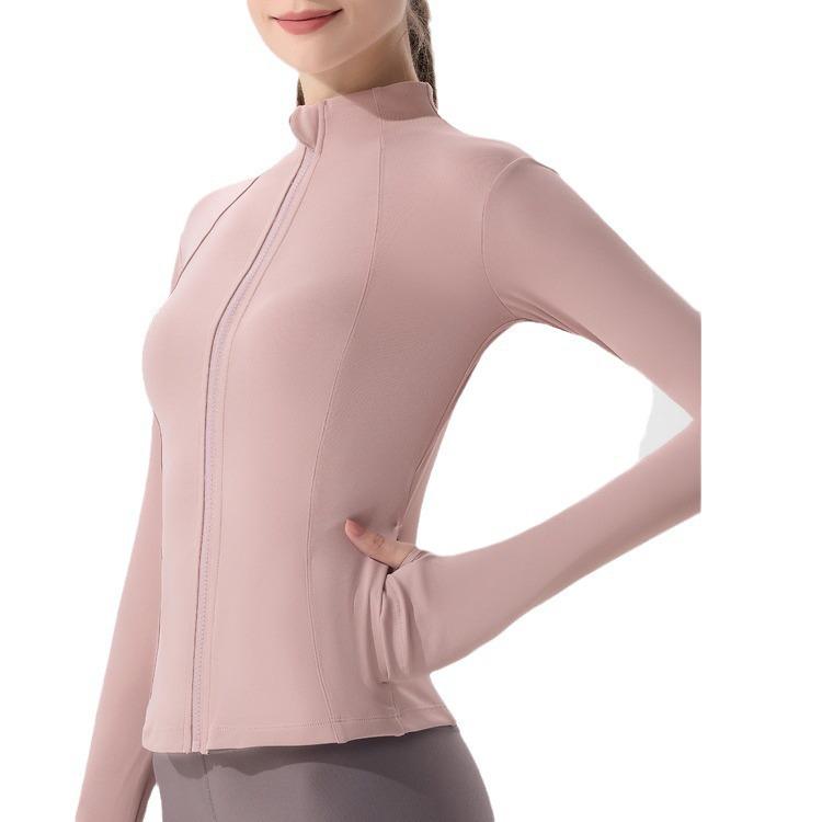 

Женская быстросохнущая куртка для йоги с защитой от солнца - с длинными рукавами, приталенная, для занятий спортом на открытом воздухе и фитнесом весной и осенью. L