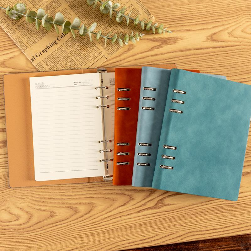 Custom Logo A5 Loose-Leaf Notebook with Detachable A6 Notepad for Business Meetings
