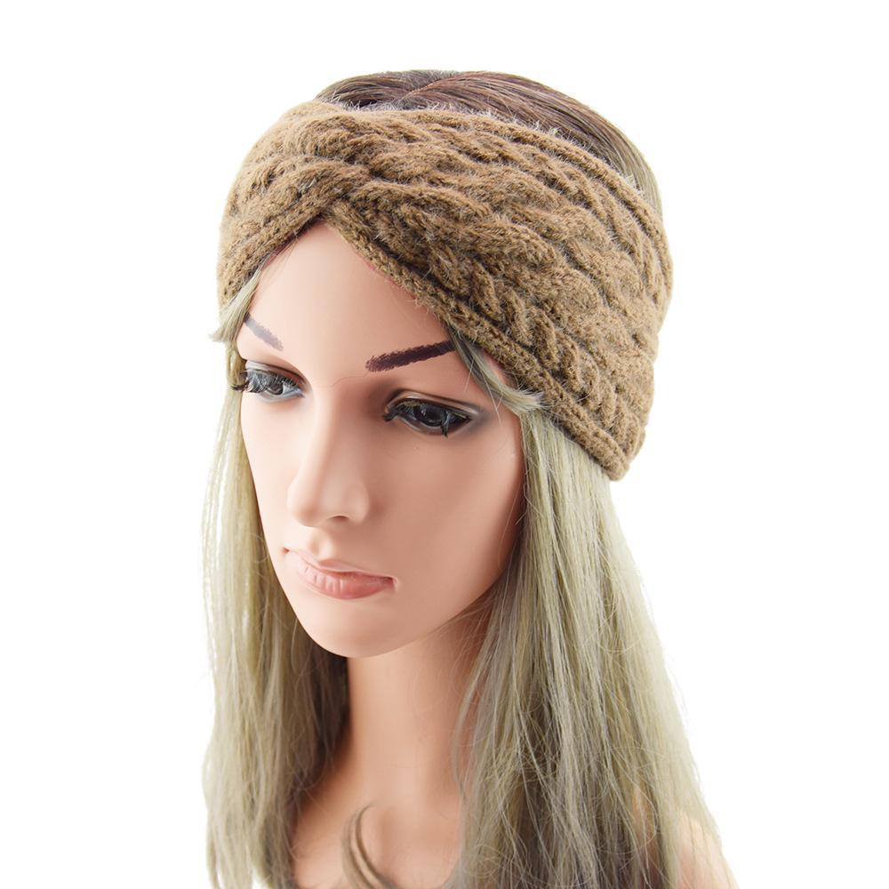 Fascia per capelli a treccia doppia europea e americana con paraorecchie - Accessorio per capelli in finta lana di visone per autunno/inverno caldo